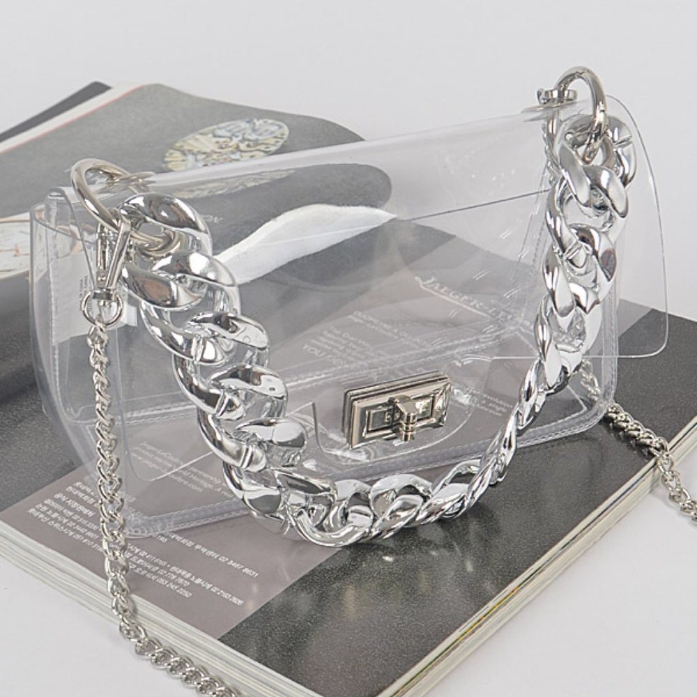 BNWT Brand New Transparent Chain Handle Stadium Bag, Cleared Bag - Picture 4 of 6